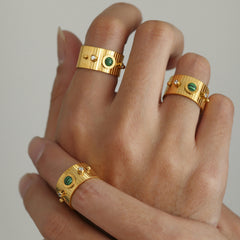 Turquoise & Stone-Accent Wide Open Ring
