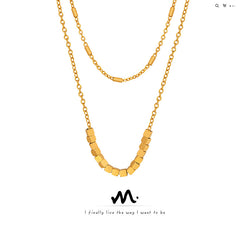 Gold-Tone Geometric Double-Layer Necklace