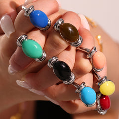 Oval Resin Color Accent Ring
