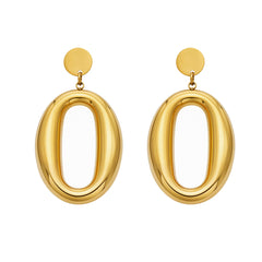Gold-Tone Open Oval Drop Earrings
