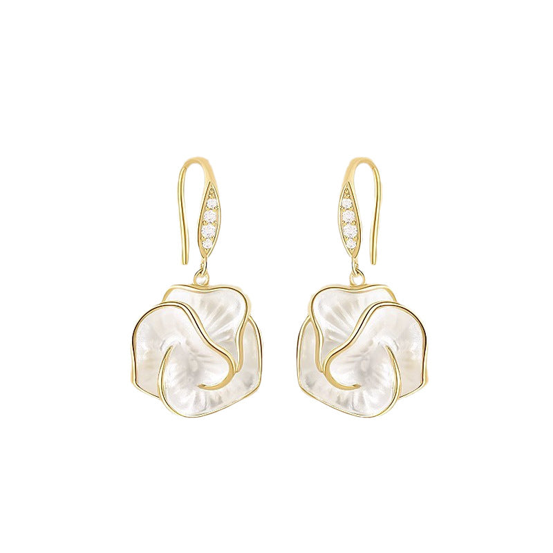 Nicolette Vintage-Inspired Camellia Huggie Earrings