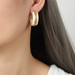 Enamel Crescent Hoop Earrings