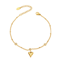 18K Gold-Plated Heart Charm Anklet