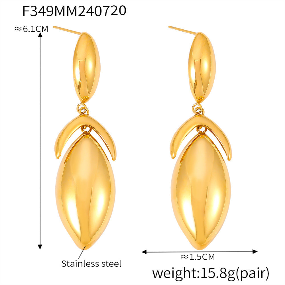 18K Gold-Plated Geometric Leaf Drop Earrings