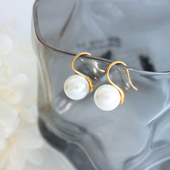 Pearl-Look Curved Hook Earrings