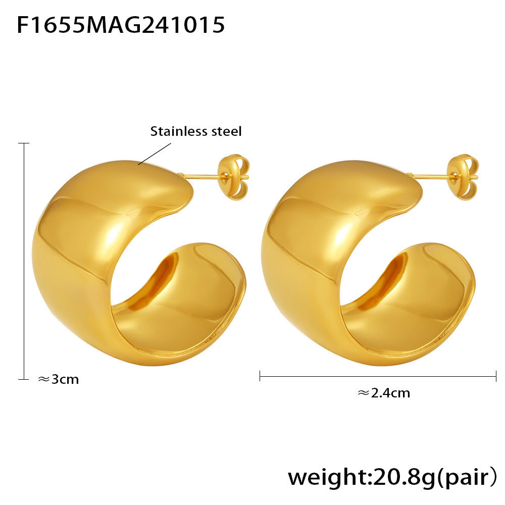 Sculptural Polished C-Hoop Earrings