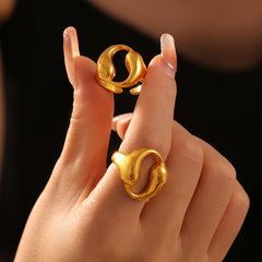 18K Gold-Plated Double Teardrop Open Ring