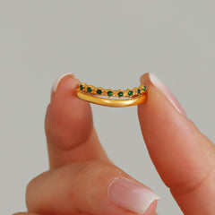 18K Gold-Plated Green Cubic Zirconia Band Ring