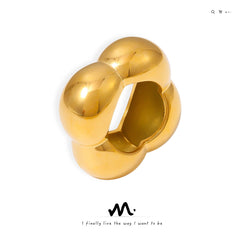 Sculptural Rounded Flower Stainless Steel Ring