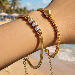 Heart Bead or Stone-Accent Chain Bracelet