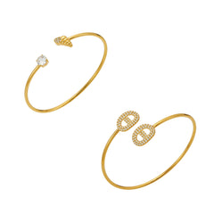 18K Gold-Plated Cubic Zirconia Open Cuff Designs