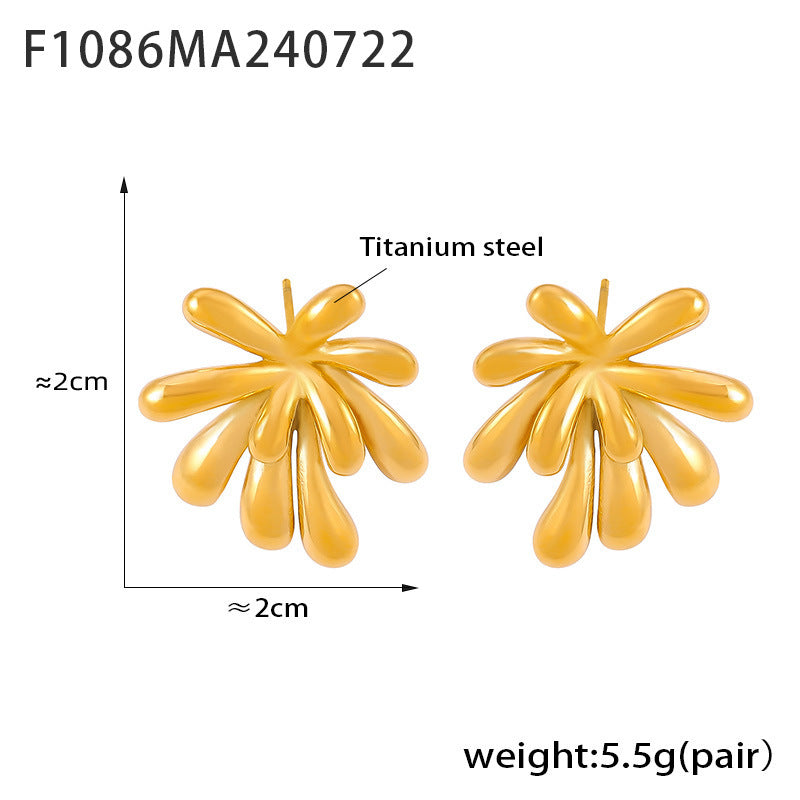 18K Gold-Plated Sculptural Flower Stud Earrings