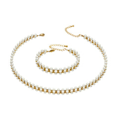18K Gold-Plated Pearl-Look Necklace and Bracelet