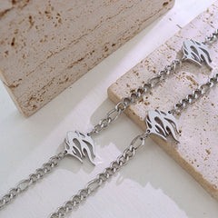 Silver-Tone Flame Motif Chain Necklace