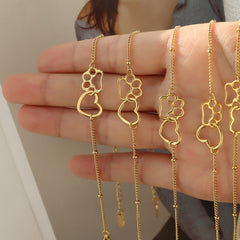 18K Gold-Plated Heart and Paw Print Bracelet