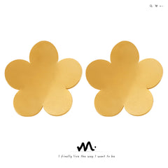 18K Gold-Plated Five-Petal Flower Stud Earrings