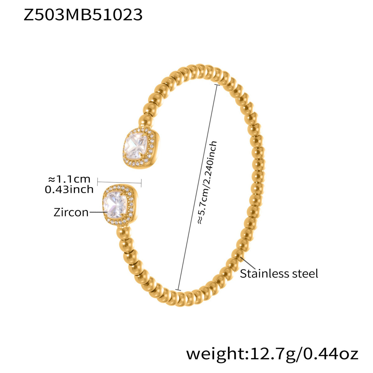 18K Gold-Plated Clover and Cubic Zirconia Open Cuffs