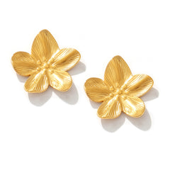 18K Gold-Plated Textured Flower Stud Earrings