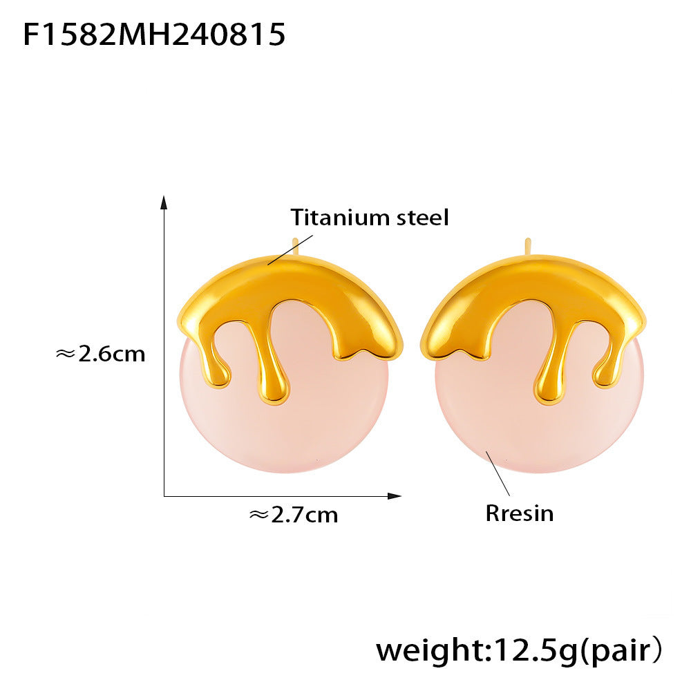 Pastel Resin Drip Stud Earrings