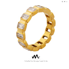 Rectangle Cubic Zirconia Band Ring