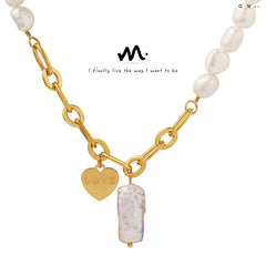 18K Gold-Plated Freshwater Pearl Heart Necklace