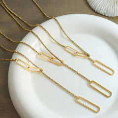 Long Geometric Sliding Lariat Necklace
