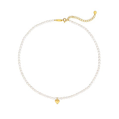 Marielle Vintage-Inspired Pearl Heart Choker Necklace