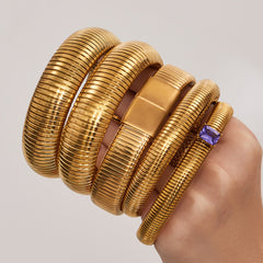 18K Gold-Plated Ribbed Flexible Bracelet