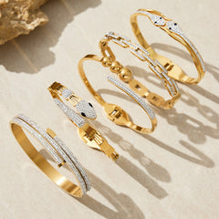 Sculptural Cubic Zirconia Clasp Bracelets