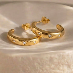 18K Gold-Plated Cubic Zirconia Huggie Earrings
