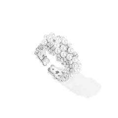 Camille Vintage-Inspired Pearl Pavé Adjustable Ring