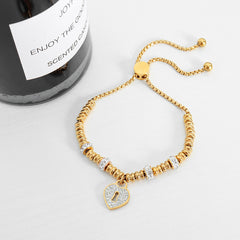 Sparkling Heart Charm Slider Bracelet