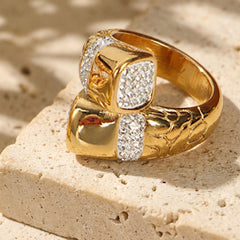 18K Gold-Plated Cubic Zirconia Crossover Ring