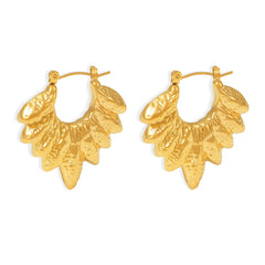 18K Gold-Plated Layered Leaf Hoop Earrings