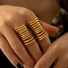 Open Multi-Row Stainless Steel Statement Ring
