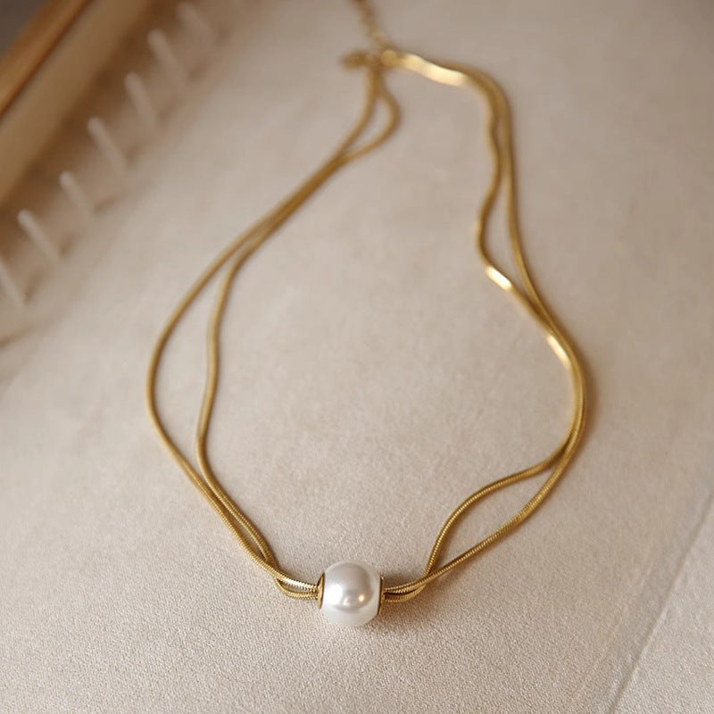 Camille Pearl Snake Pendant Necklace