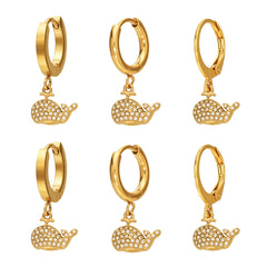 18K Gold-Plated Cubic Zirconia Whale Earrings