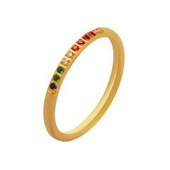 Multicolor Cubic Zirconia Fine Band Ring