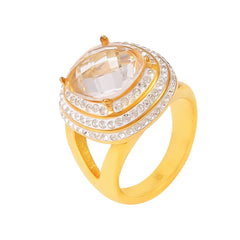 18K Gold-Plated Layered Cubic Zirconia Statement Ring