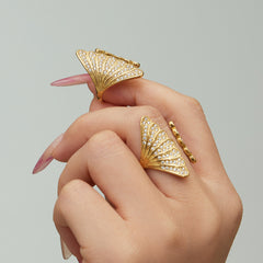 Cubic Zirconia Scallop Shell Open Ring