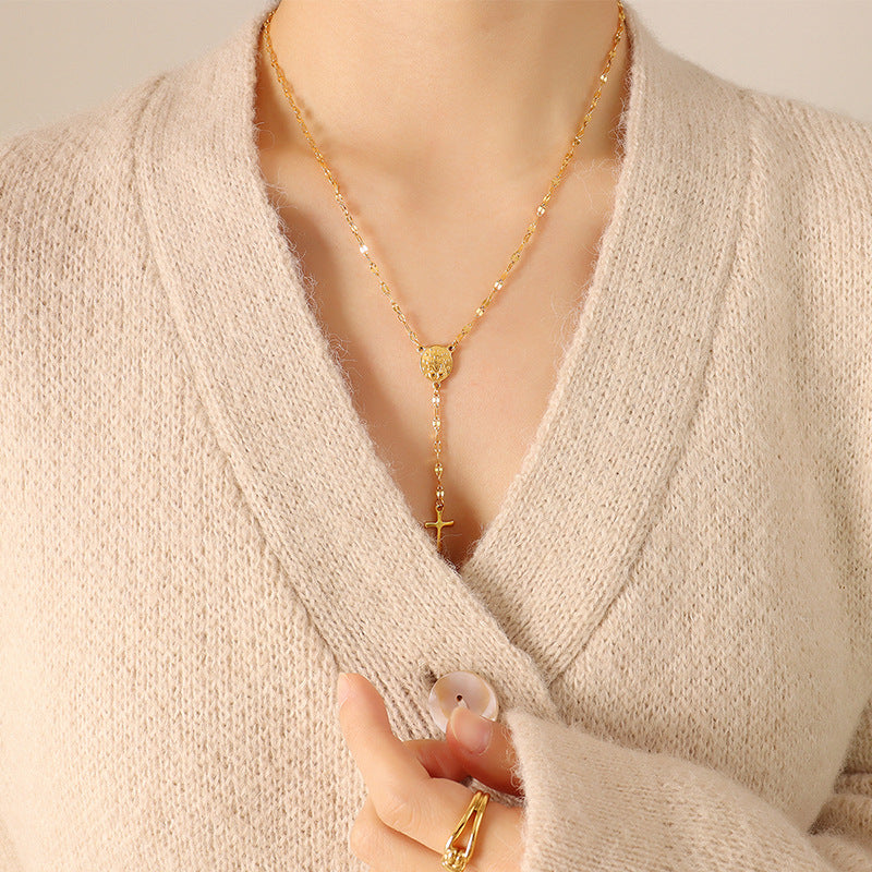 Coin and Cross Charm Necklace