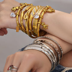 18K Gold-Plated Cubic Zirconia Bangle Designs