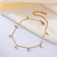 Cubic Zirconia Bead Charm Anklet