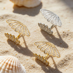 Cubic Zirconia Scallop Shell Open Ring