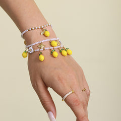 Pearl-Look Lemon Charm Bracelet