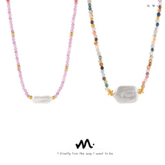 18K Gold-Plated Natural Stone Beaded Necklace
