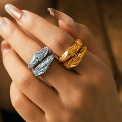18K Gold-Plated Engraved Texture Open Ring