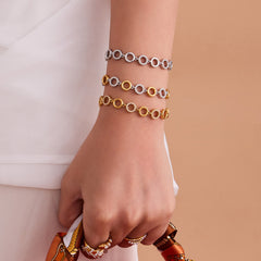 Cubic Zirconia Circle Link Necklace or Bracelet