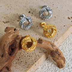 Sculptural Woven Round Stud Earrings