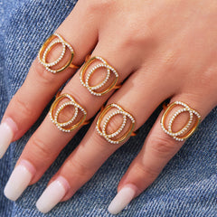 Double-Circle Cubic Zirconia Open Ring